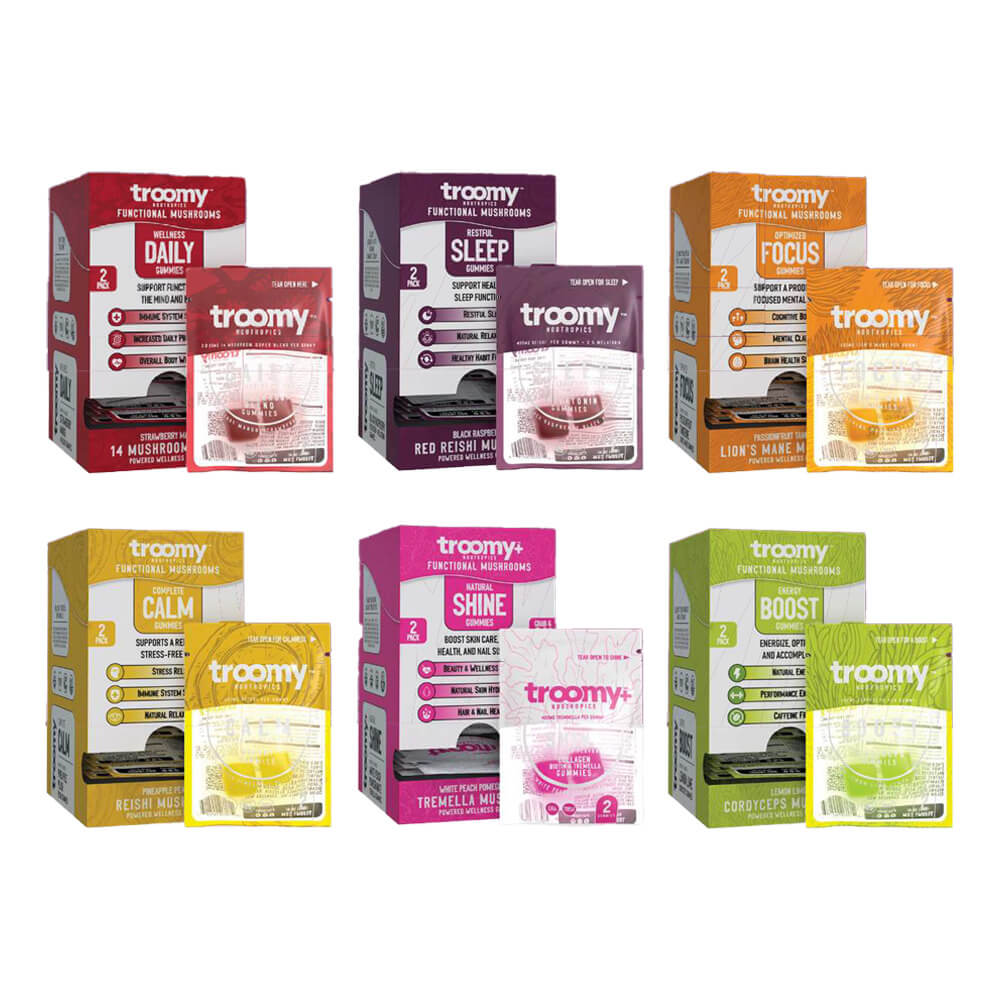 Troomy Nootropics Mushroom Gummies 800mg 2-Pack - 15pc Gravity Feeder Display
