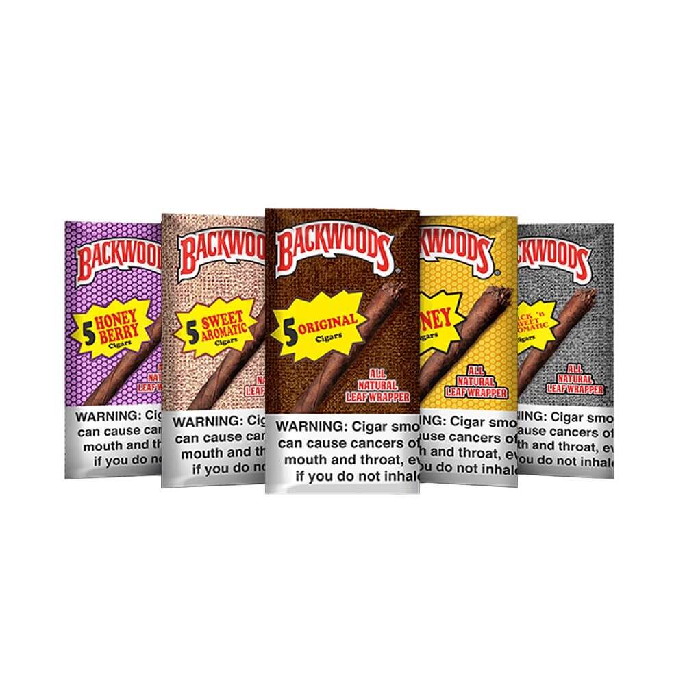 Backwoods Natural Leaf Wrapped Cigars 5-Pack - 8pc Display