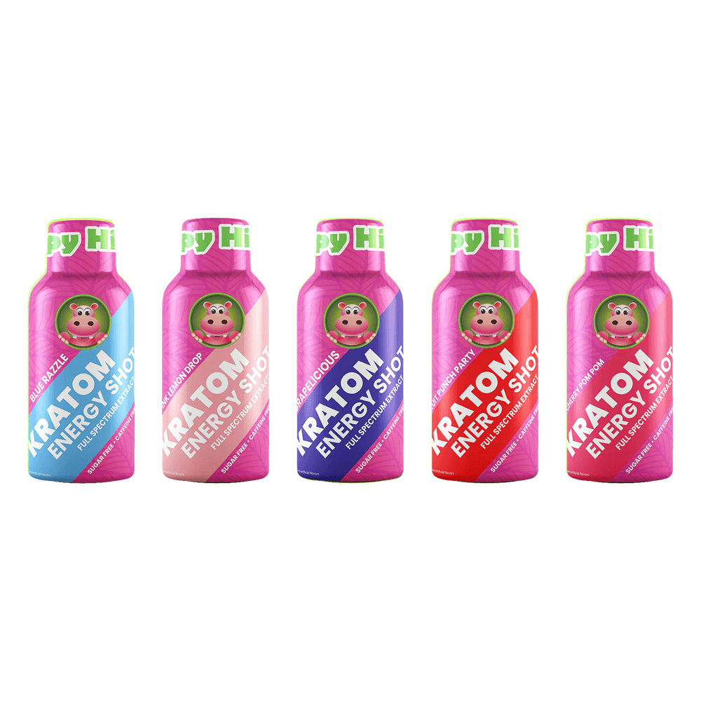 Happy Hippo Kratom Energy Liquid Shots 50mg 59mL Bottle - 12pc Display