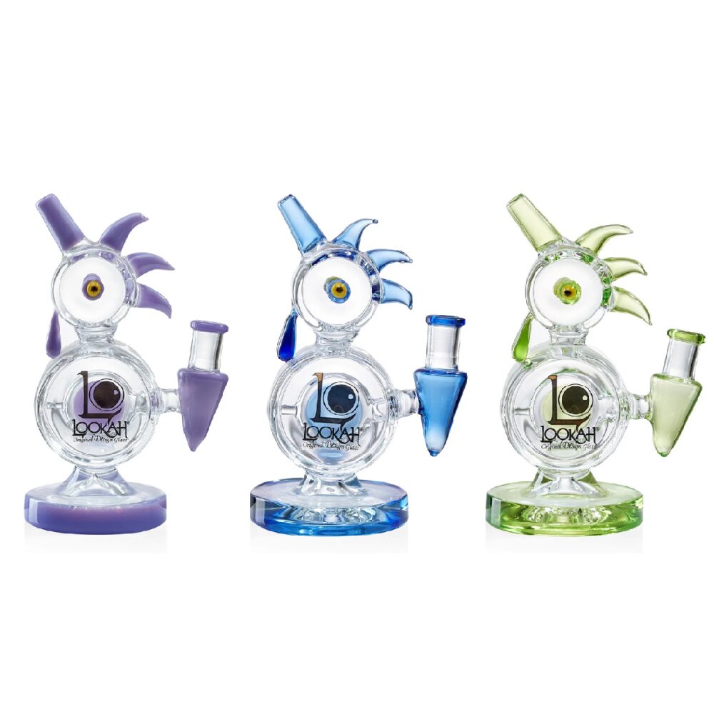 Lookah - Rig 8 in Mini Disc Percolator Rooster Glass Water Pipe - WPC1000