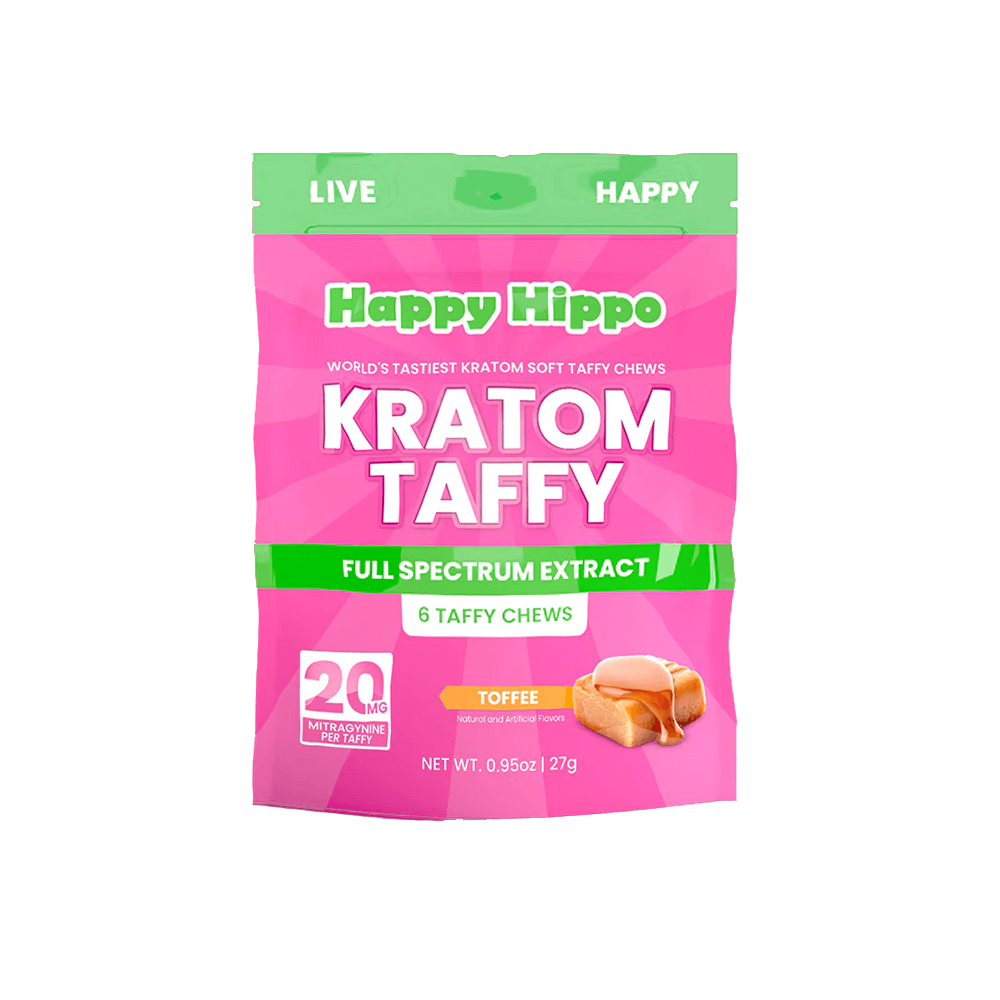 Happy Hippo Kratom Taffy Chews 120mg 6pc Pouch - 12pc Display - Image 4