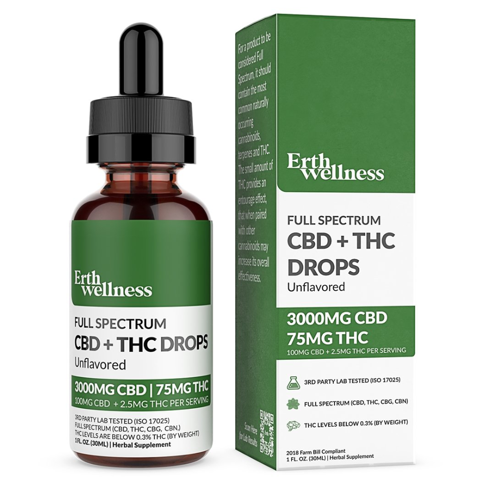 ERTH (CBD)(Tincture)(3000mg 30mL) Full Spectrum CBD + THC Relief Drops - Image 3